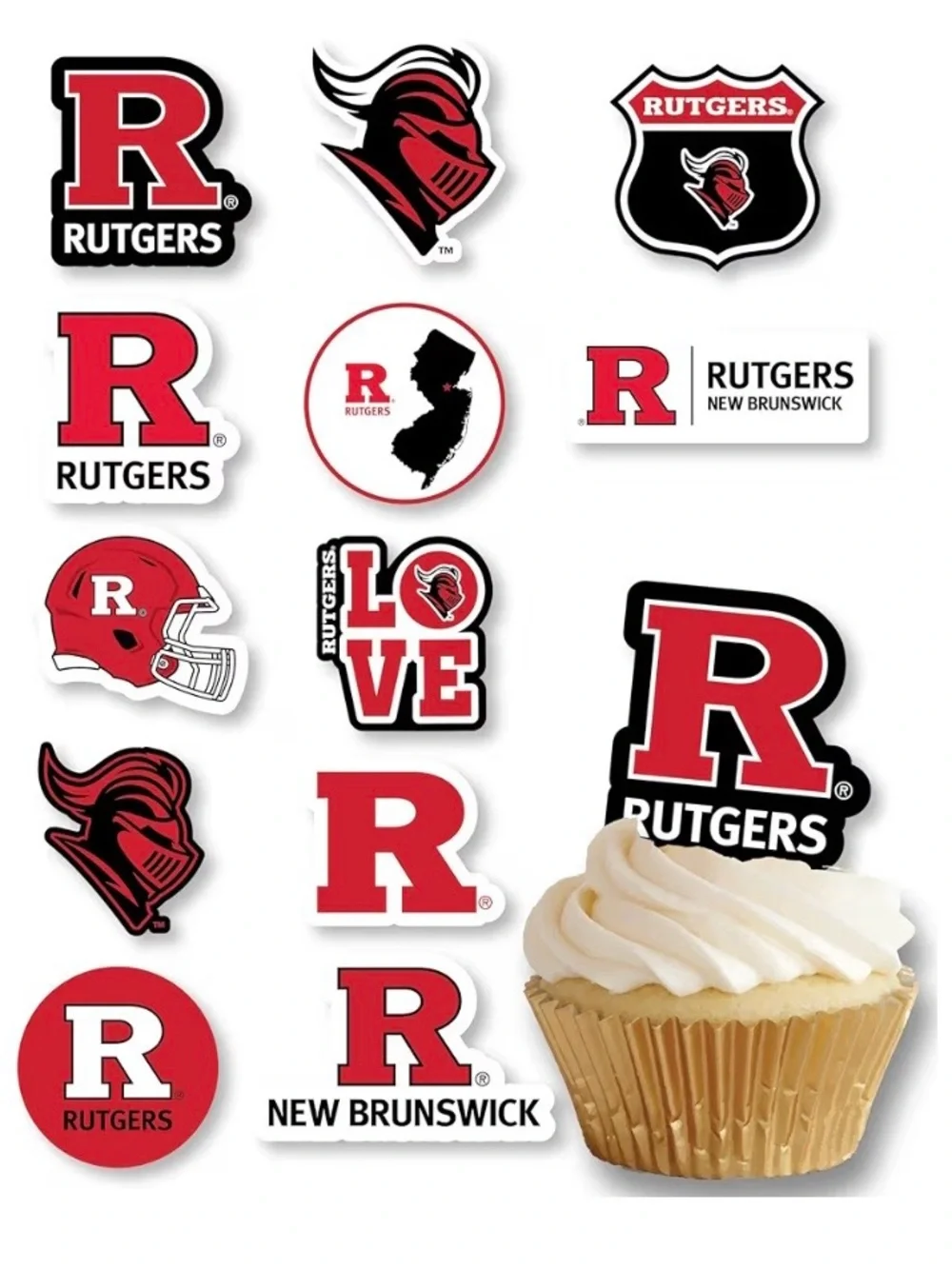 Rutgers Cupcake Toppers 24 Pc Graduation Birthday Football Party Supplies